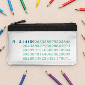 Maths pencil case with 100 digits of Pi