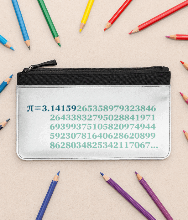 Maths pencil case with 100 digits of Pi