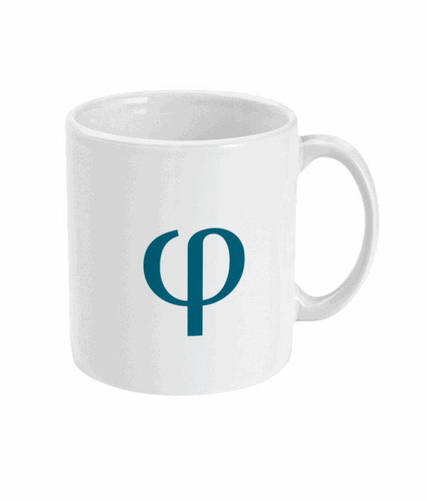 Maths mug with Phi golden ratio symbol